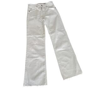 AG Adriano Goldschmied Kinsley High Rise Crop Boot Raw Hem Jean - White - 26